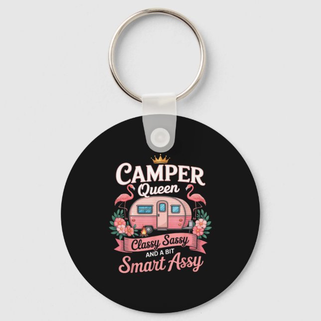 Campingdrottning Cly Sy Smart Y Camping Husbil Kvi Nyckelring (Framsida)