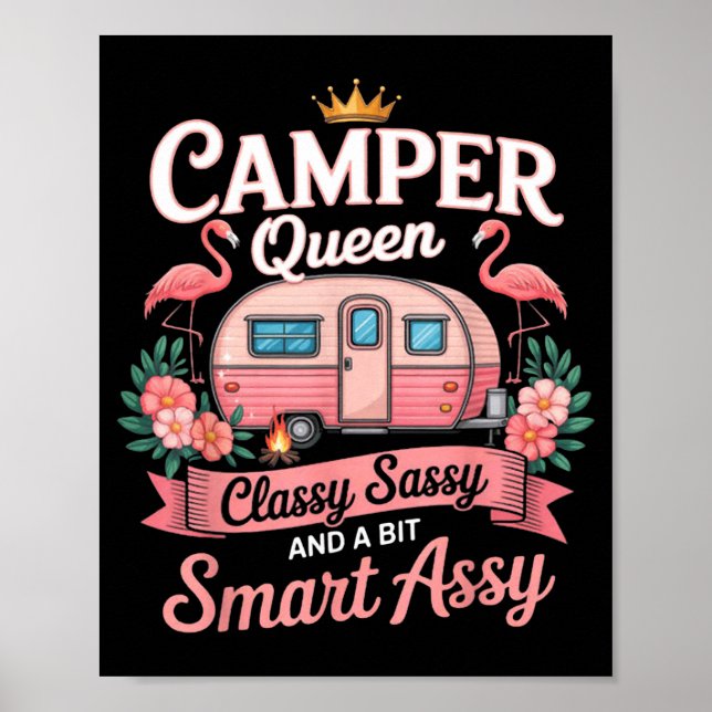 Campingdrottning Cly Sy Smart Y Camping Husbil Kvi Poster (Framsidan)