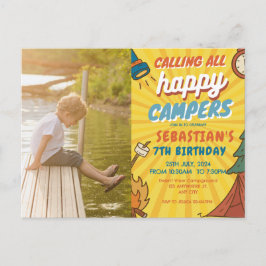 Campingfödelsedagsfest moderna barn vykort