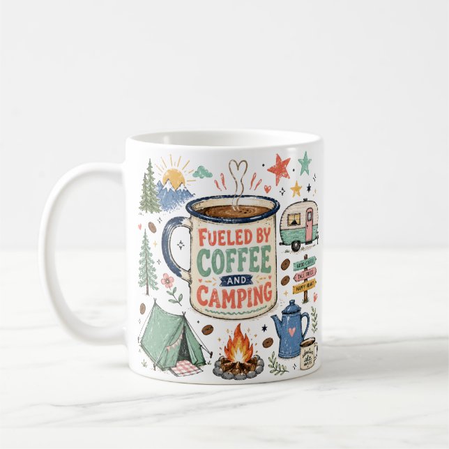 Campingillustration Kaffemugg (Vänster)