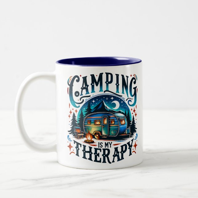 Campingillustration Två-Tonad Mugg (Vänster)