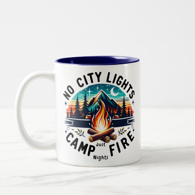 Campingillustration Två-Tonad Mugg (Vänster)