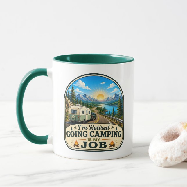Campingkaffemugg - Jag är pensionär! Mugg (Med munk)