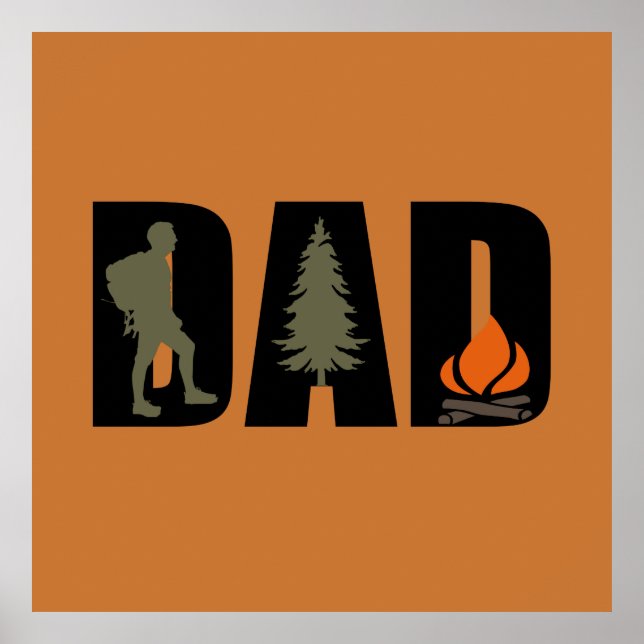Campingkameran pappa lycklig utanför camping poster (Framsidan)