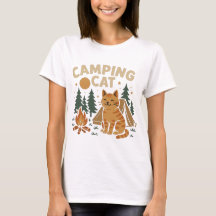 Campingkatze mit Zelt und Lagerfeuer