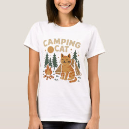 Campingkatze mit Zelt und Lagerfeuer T Shirt