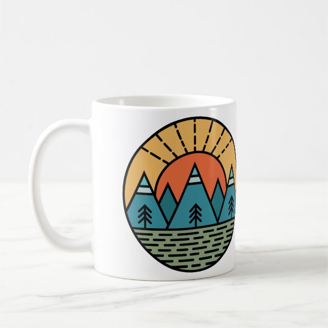 campingläger, bergsvallningar, vandring kaffemugg (Vänster)