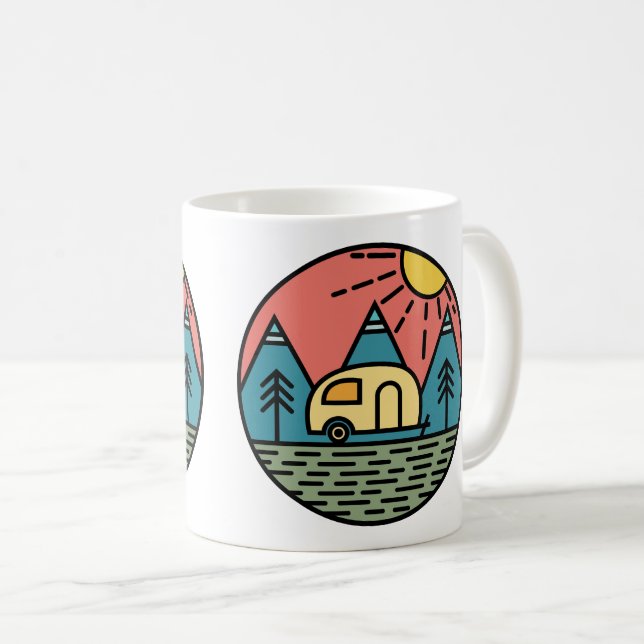 campingläger, bergsvallningar, vandring kaffemugg (Framsida höger)