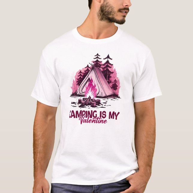 campingläger, bergsvallningar, vandring t shirt (Framsida)