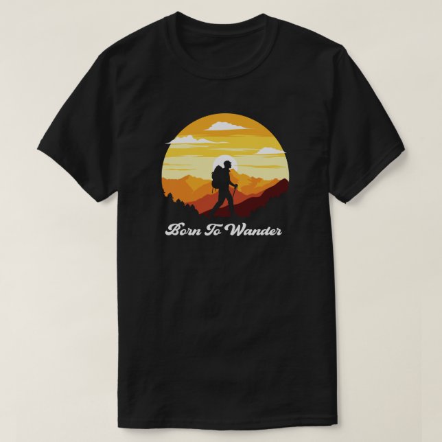 campingläger, bergsvallningar, vandring t shirt (Design framsida)