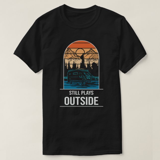 campingläger, bergsvallningar, vandring t shirt (Design framsida)
