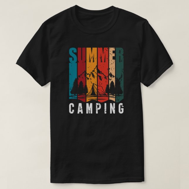 campingläger, bergsvallningar, vandring t shirt (Design framsida)