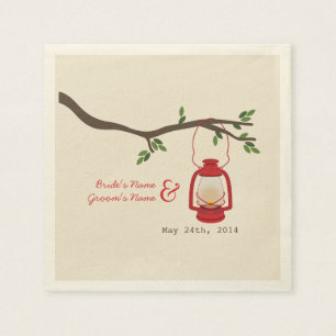 Campinglantern + Träd Bröllop Napkins Pappersservett