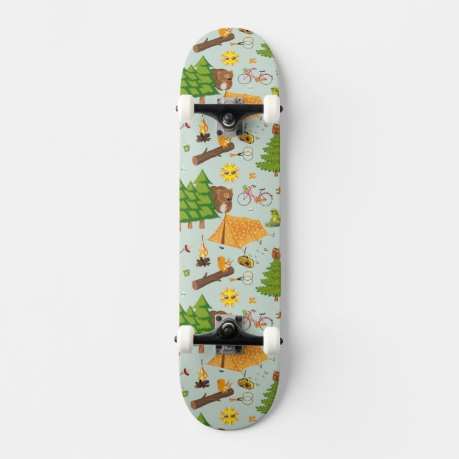Campingmönster Mini Skateboard Bräda 18,5 Cm (Framsida)