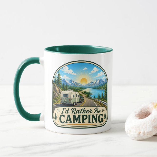 Campingmugg - Jag hellre campa! Mugg (Med munk)