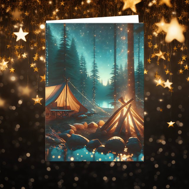 Campingplats med Söt Ljus | Födelsedag Kort (Skapare uppladdad)