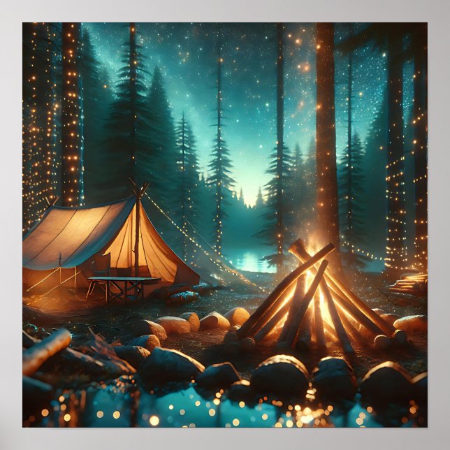 Campingplats med Söt Ljus Poster (Framsidan)