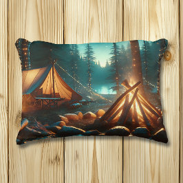 Campingplats med Söt Ljus Prydnadskudde