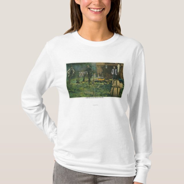 Campingplatsplats av manar som campar i Maine Tee (Framsida)