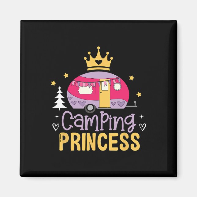 Campingprinsessa Camper Utomhus Äventyrare Utforsk Magnet (Framsidan)