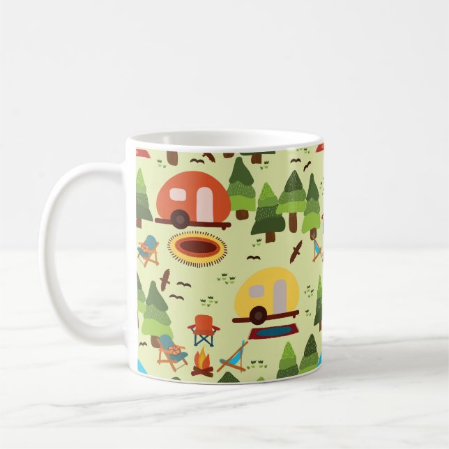 Campingscen - karavan, campingstolar, brandstation kaffemugg (Vänster)