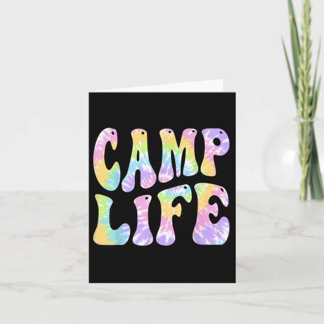 Campingsommar för flickor Sommarläger, tie-die Ret Kort (Framsida)