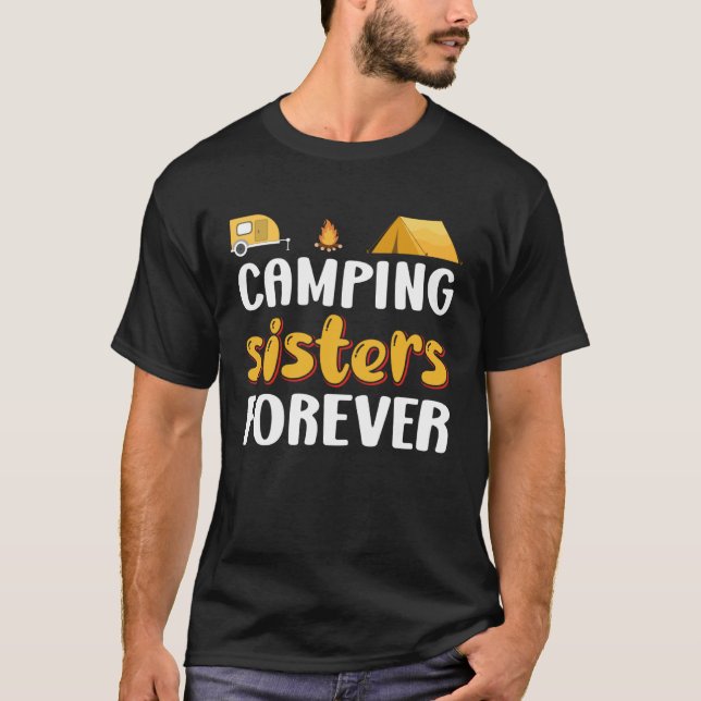 Campingsystrar som för evigt kammar och vandrar ut t shirt (Framsida)