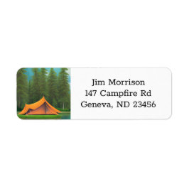Campingtema | Tält vid sjön och bergen Returadress Etikett