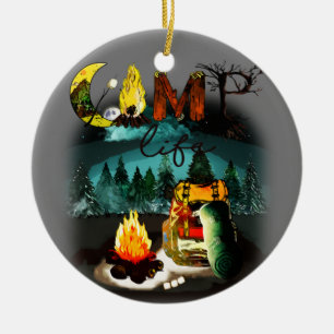 Campingtid - Camping Natature Hiking Fire Backpack Julgransprydnad Keramik
