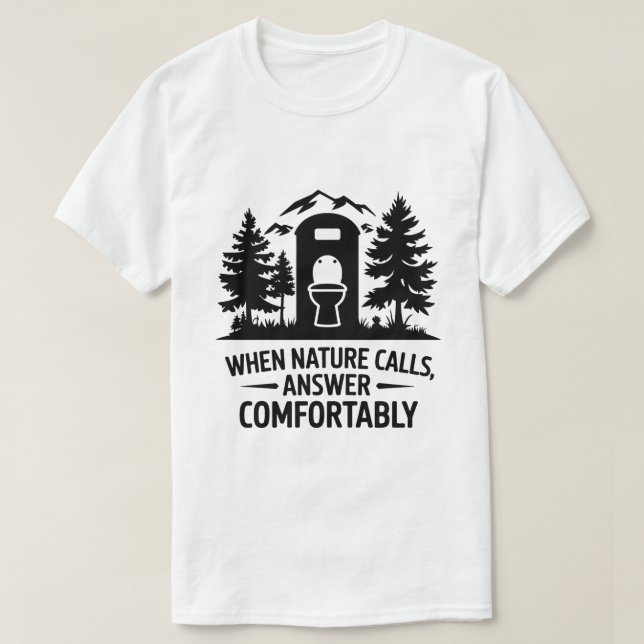 CampingToilet Humor Mountain Forest Graphic Art T Shirt (Design framsida)