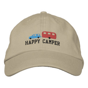 Campingvagn och bil Glad campare Broderad Keps