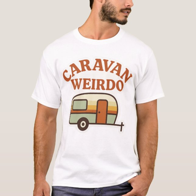 Campingvagn Weirdo Retro Campingdesign T Shirt (Framsida)