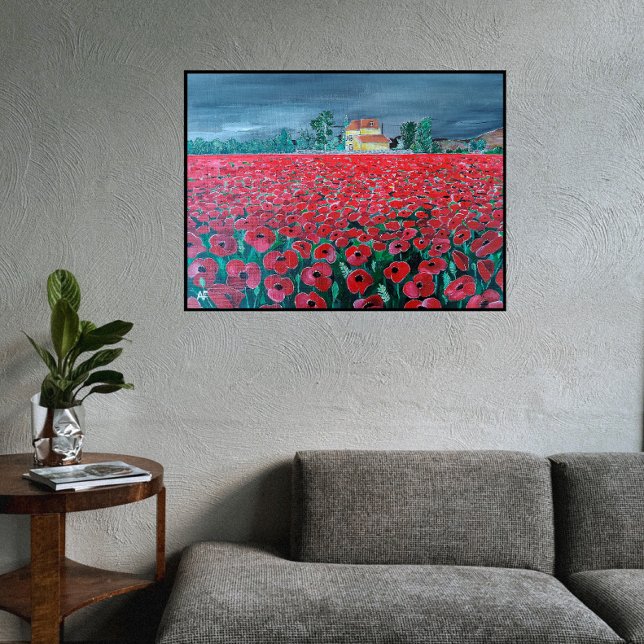 Campo de Amapolas Painting av Alfred Fox Canvastryck (Not Actual Size)