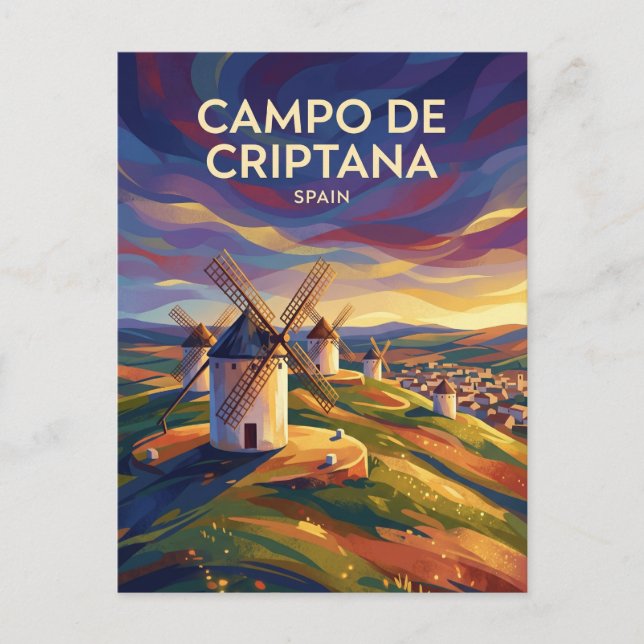 Campo de Criptana-vindkraftverk Spanien Vykort (Framsida)