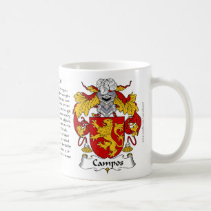Campos, ursprung, den menande och vapensköldmugge kaffemugg