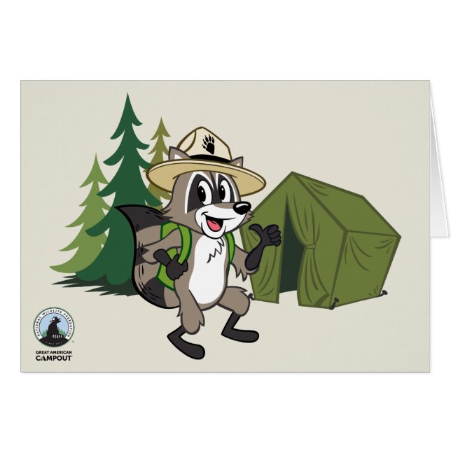 Campout för amerikan för skogsvaktarestack | hälsningskort (Framsidan Horizontal)