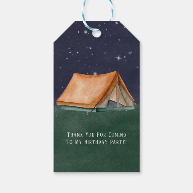 Campout Sleepover Boy Födelsedagsfest Tack Presentetikett (Framsidan)