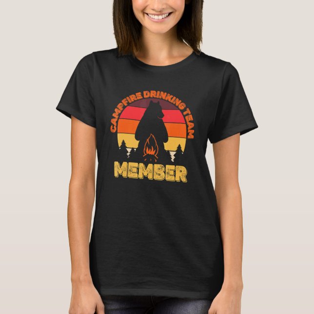 Camppers Campfire Drinking Team Member Camping Bea T Shirt (Framsida)