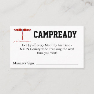 CAMPREADY Coupon Visitkort