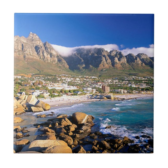 Camps Bay-stranden och Twelve Apostles-området Kakelplatta (Framsidan)