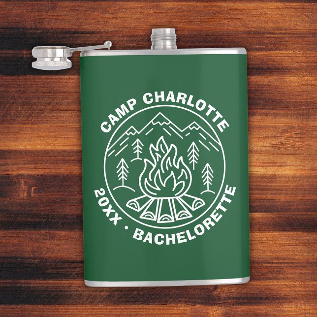 Campsite Grönt White Camp Bachelorette Anpassnings Fickplunta (Campsite Green White Camp Bachelorette Custom Flask
)