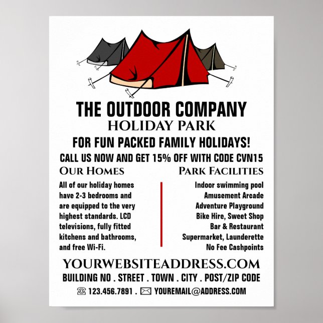 Campsite, Helgdag Park Advertising Poster (Framsidan)