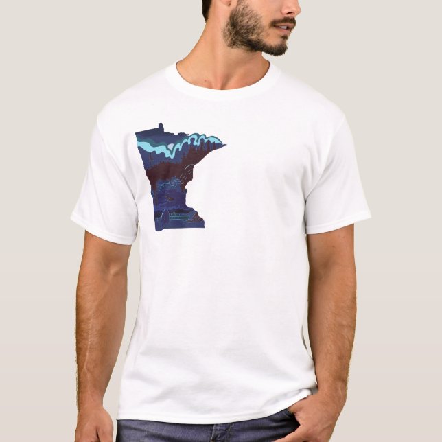 Campsite Vatten Canoe Loon Campsite T Shirt (Framsida)