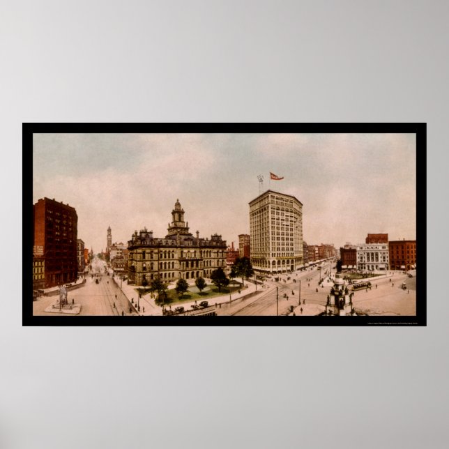 Campus Martius i Detroit, MI 1900 Poster (Framsidan)