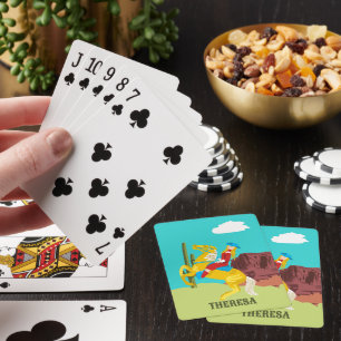 Campy västern cowgirl på häst Personlig Casinokort
