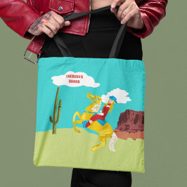 Campy Western Cowgirl on Horse Personalized Tygkasse
