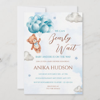 Can Bearly Wait Baby Shower Invitation Inbjudningar