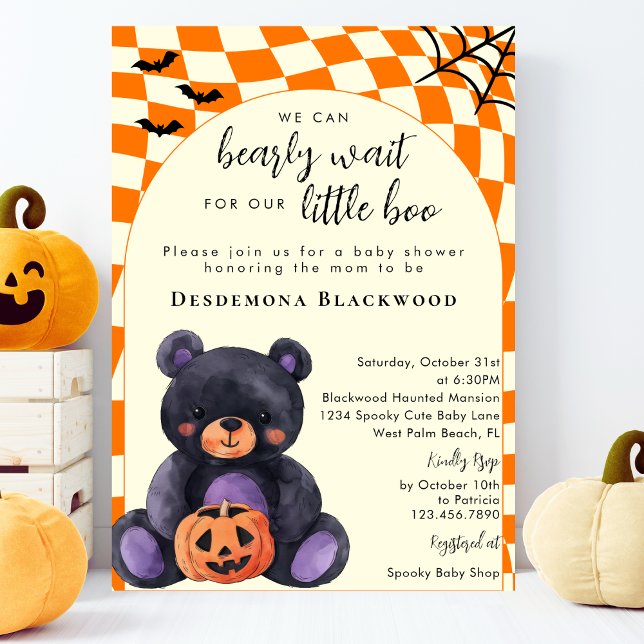 Can Bearly Wait Little Boo Halloween Baby Shower Inbjudningar (Skapare uppladdad)