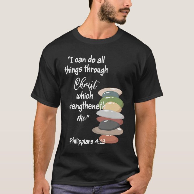 Can Do All Things Religious Bible YM Verse YW Them T Shirt (Framsida)