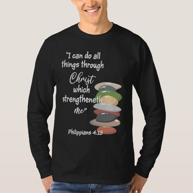 Can Do All Things Religious Bible YM Verse YW Them T Shirt (Framsida)